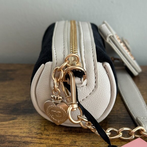 New Juicy Couture Key to Juicy Mini Micro Barrel Bag Dangle Heart Mirror Black - Picture 3 of 6